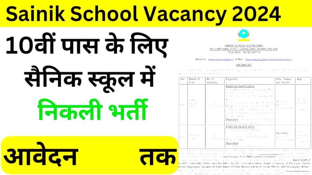 Sainik School Govt Job