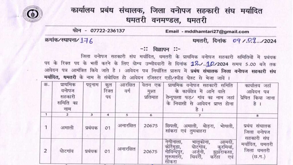 CG Van Vibhag Bharti Apply